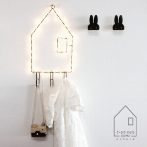 电池盒版儿童房装饰小房子LED装扮串灯衣架卧室铁艺造型灯