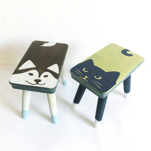 阿楹 可爱儿童小板凳实木小凳子便携折叠椅 创意时尚矮凳换鞋凳
