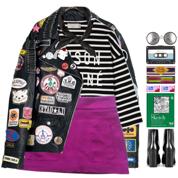 #schooloutfit #BackToSchool #school #creative #patches #leatherjacket #bright song: Primadonna Girl - Marina and the Diamonds