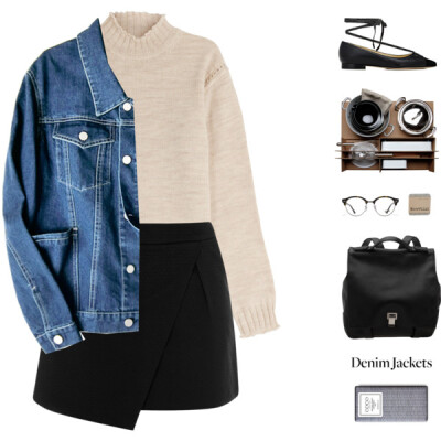 #denimjacket #jeanjacket #turtleneck #fall #ballerinas #skirt #nude #black #chocolate #fashionweek #contest #backpack