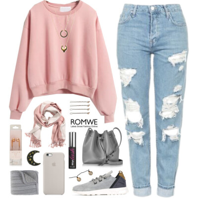 Set || Round Neck Crop Pink Sweatshirt by ROMWE Date || October 3, 2016 Song || I Can Barely Say by The Fray http://www.romwe.com/Round-Neck-Crop-Pink-Sweatshirt-p-128456-cat-673.html?utm_source=poly…