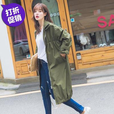 2016新款韩版秋季长款军绿色双层立领薄款风衣休闲宽松冲锋外套女 衣衣收到了 质量不错 板型也很好 超值！