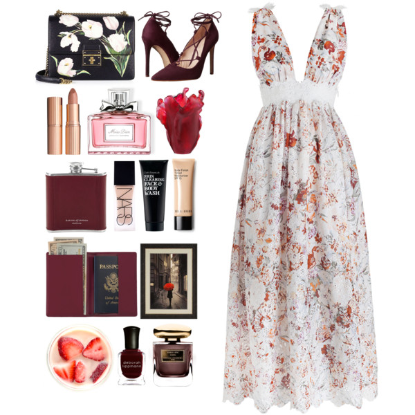 A fashion look from October 2016 featuring swim dress, red pumps and hand bags. Browse and shop related looks.