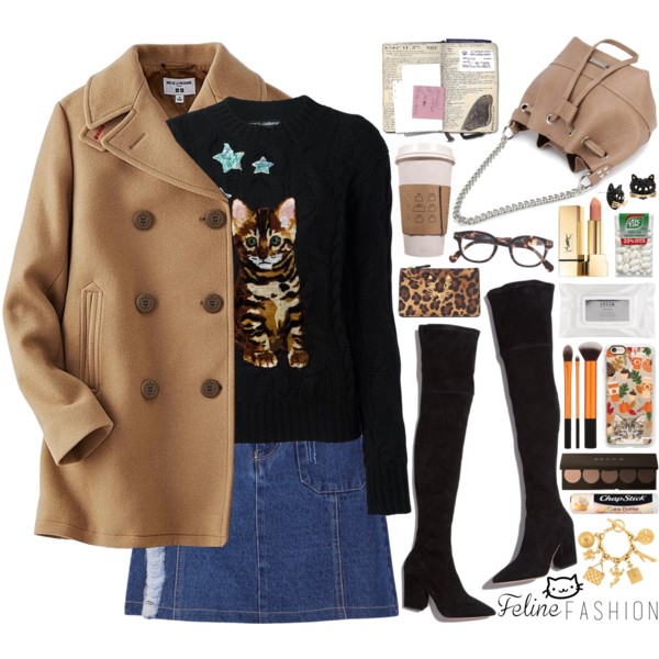 #felinefashion #feline #catstyle #cat #falloutfit #fallfashion #Fall #fall2016 #falltrends #falltrend #fallstyle #OverTheKneeBoots #dolceandgabbana #camelcoat #StreetStyle #streetstyle #DenimStyle #denim @polyvore-editorial @polyvore