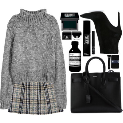 A fashion look from October 2016 featuring jumpers sweaters, wool tartan skirt and gap tights. Browse and shop related looks.