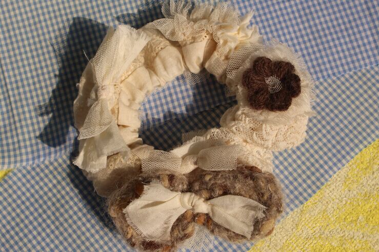 手作拼布毛线编织发圈