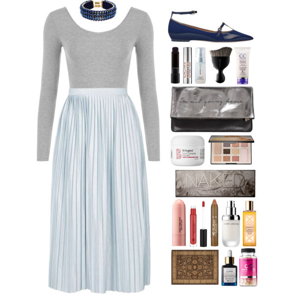 A fashion look from October 2016 featuring pleated skirt, man bag and magnetic jewelry. Browse and shop related looks.