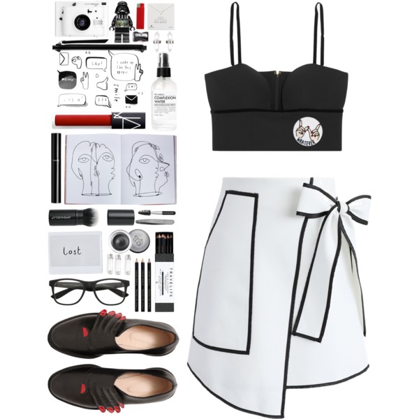 A fashion look from November 2016 featuring Alexander McQueen, white skirt and black shoes. Browse and shop related looks.