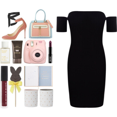 A fashion look from November 2016 featuring off-the-shoulder dresses, ballerina shoes and leather tote. Browse and shop related looks.