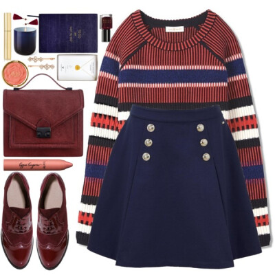 A fashion look from November 2016 featuring navy blue sweater, Tommy Hilfiger and roll up flats. Browse and shop related looks.