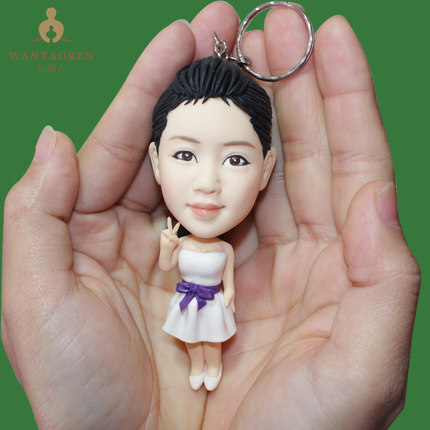 DIY照片定做真人公仔软陶人偶卡通泥人塑定制钥匙扣陶偶生日礼物