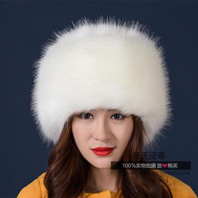 冬保暖帽子仿狐狸毛皮草风雪帽御寒东北帽男女款圆顶帽