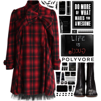 #bows #dress #checkprint #fallstyle #polyvore #polyvorecontest @polyvore-editorial @polyvore