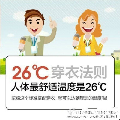 【记住这个26℃穿衣法则】比较厚的羽绒服相当于9℃，薄款羽绒服相当于6℃，稍厚的棉衣是5℃，厚羊毛衫是4℃，棉背心4℃，抓绒衣服、薄外套是3℃，厚的棉毛衫2℃，薄的棉毛衫是1℃等。若温度为22℃，那么穿一件短袖T…