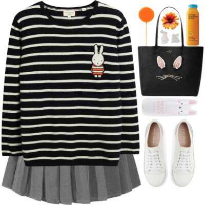 #cashmere #CasualChic #chic #casual #city #StreetStyle #stripes #bunny #Fall #Winter #2016 #black #white #blackandwhite #orange