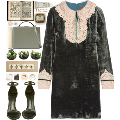 A fashion look from November 2016 featuring crochet lace dress, olive green sandals and real leather purses. Browse and shop related looks.