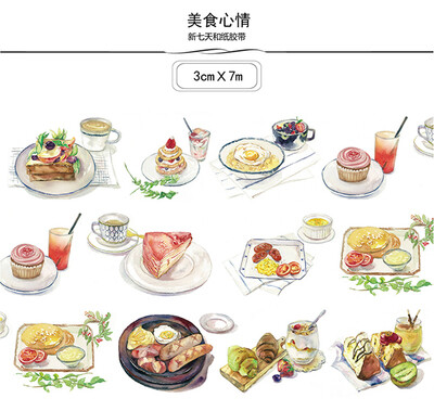 新七天手账胶带纸创意原创日本可爱 food mood和纸胶带手帐宽mt67