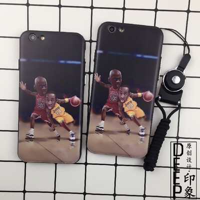 欧美潮男NBA乔丹科比苹果7硅胶手机壳iPhone6s plus外软壳苹果5套