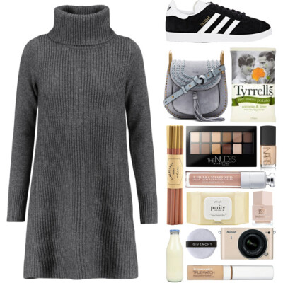 A fashion look from December 2016 featuring sweater dresses, adidas sneakers and hand bags. Browse and shop related looks.