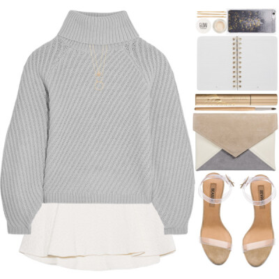 A fashion look from December 2016 featuring merino wool sweater, flare skirt and adidas. Browse and shop related looks.