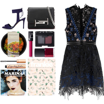 A fashion look from December 2016 featuring cutout dresses, navy shoes and leather handbags. Browse and shop related looks.