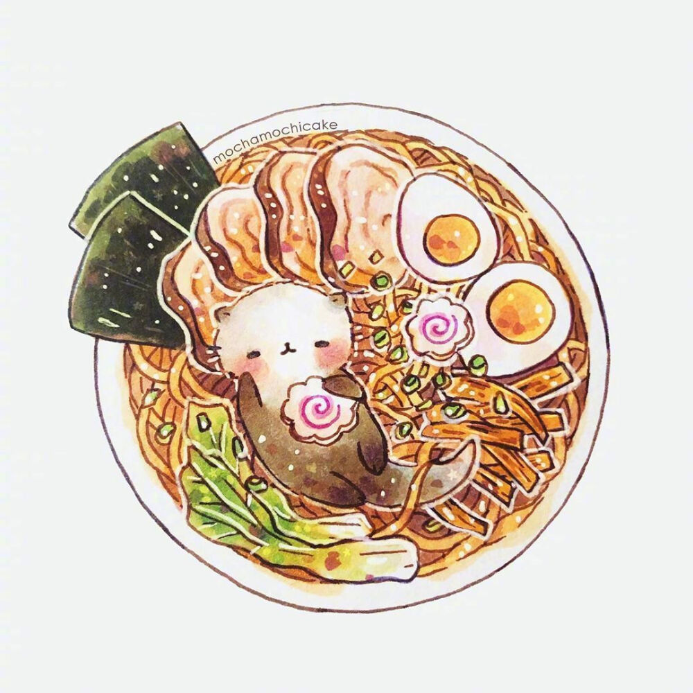 萌萌哒小动物美食插画~