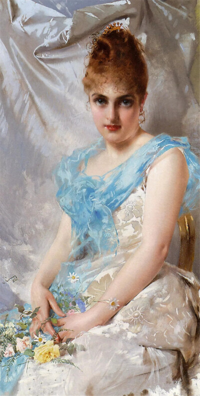 意大利画家维托里奥·马特奥科科斯（vittorio matteo corcos）油画作品