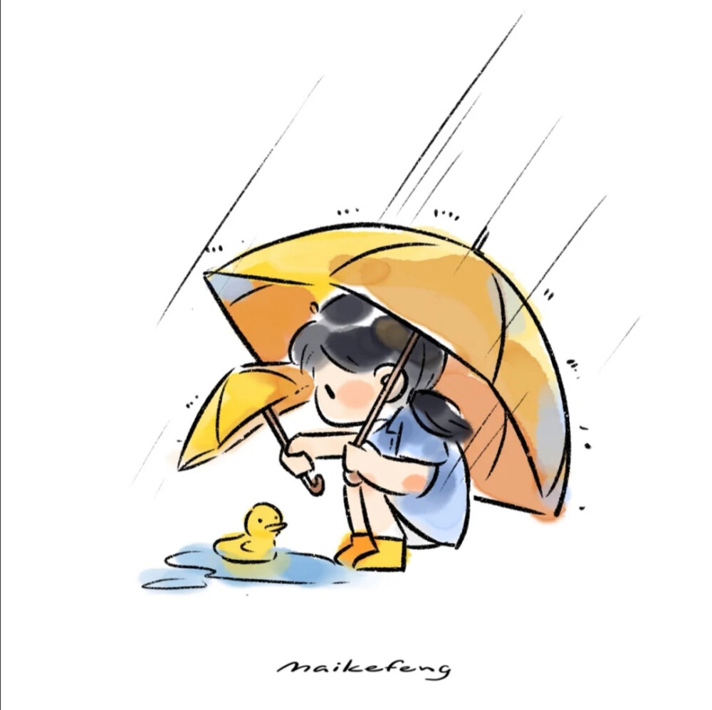 儿童插画
（下雨啦☔️）