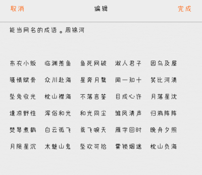 网名，小众成语