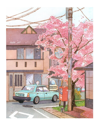 转角的樱花树