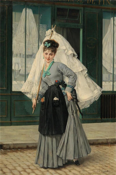 Jules Emile Saintin (1829-1894) Running an errand. 1874