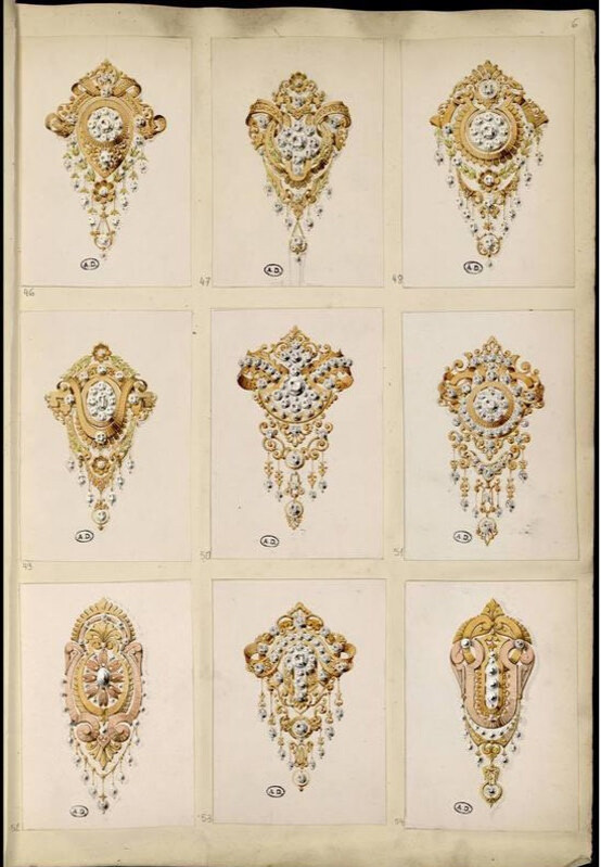 19世纪珠宝百态——巴黎装饰艺术博物馆收藏的珠宝图谱“Modèles de bijouterie et de joaillerie par Auguste Blender” ​​​