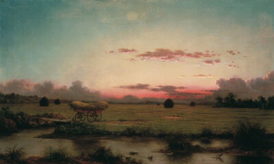 马丁·约翰逊·赫德 ​Martin Johnson Heade 油画风景夕阳 夏天的颜色 详细介绍请关注新浪微博@西画热 你我暮年，闲坐庭院，云卷云舒听雨声，星密星稀赏月影，花开花落忆江南，你话往时，我画往事。新浪微博同名@国画…