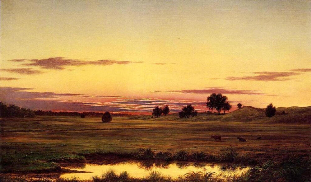 马丁·约翰逊·赫德 ​Martin Johnson Heade 油画风景夕阳 夏天的颜色 详细介绍请关注新浪微博@西画热 你我暮年，闲坐庭院，云卷云舒听雨声，星密星稀赏月影，花开花落忆江南，你话往时，我画往事。新浪微博同名@国画热 @电影热 求关注o ^_-