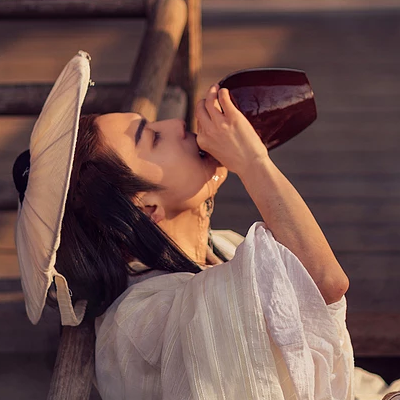 古风真人女喝酒壁纸