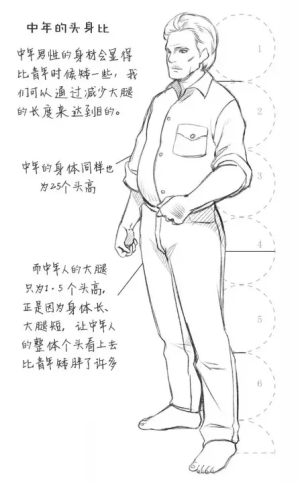 不同年龄段动漫人物头身比例画法

