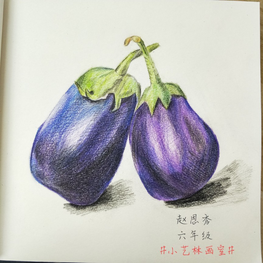 彩铅画，静物水果蔬菜