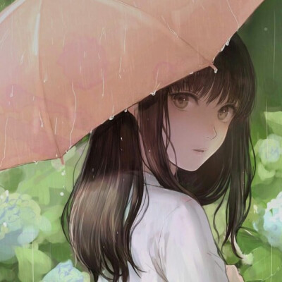 雨 唯美 打伞 动漫 女