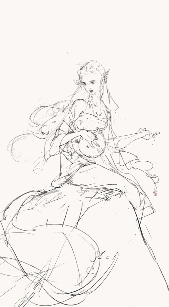 ［古风线稿］画师 ：伊吹鸡腿子