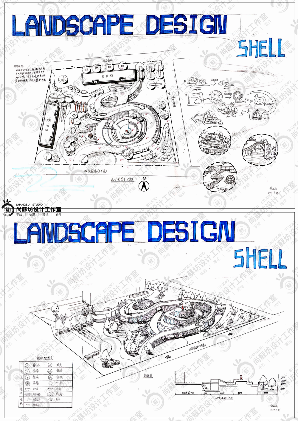 2020暑期集训第一期风景园林快题优秀作品，尚蘇手绘，手绘培训，风景园林手绘，景观手绘，苏大风景园林快题，浙江农林快题，苏科风景园林快题，南林风景园林快题，风景园林快题培训，手绘线稿，景观线稿，景观效果图，建筑手绘，建筑效果图，苏大建筑设计快题培训，PS AI PR SU 3D CAD ID 等软件教学，手绘快题速成，公益评图，考研冲刺班。 