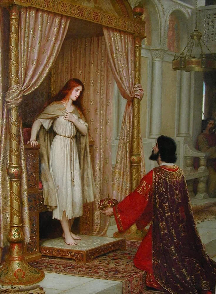 《国王与女乞丐》(The King and the Beggar-maid)
画家：Edmund Blair Leighton (English,1852.9.21~1922.9.1)