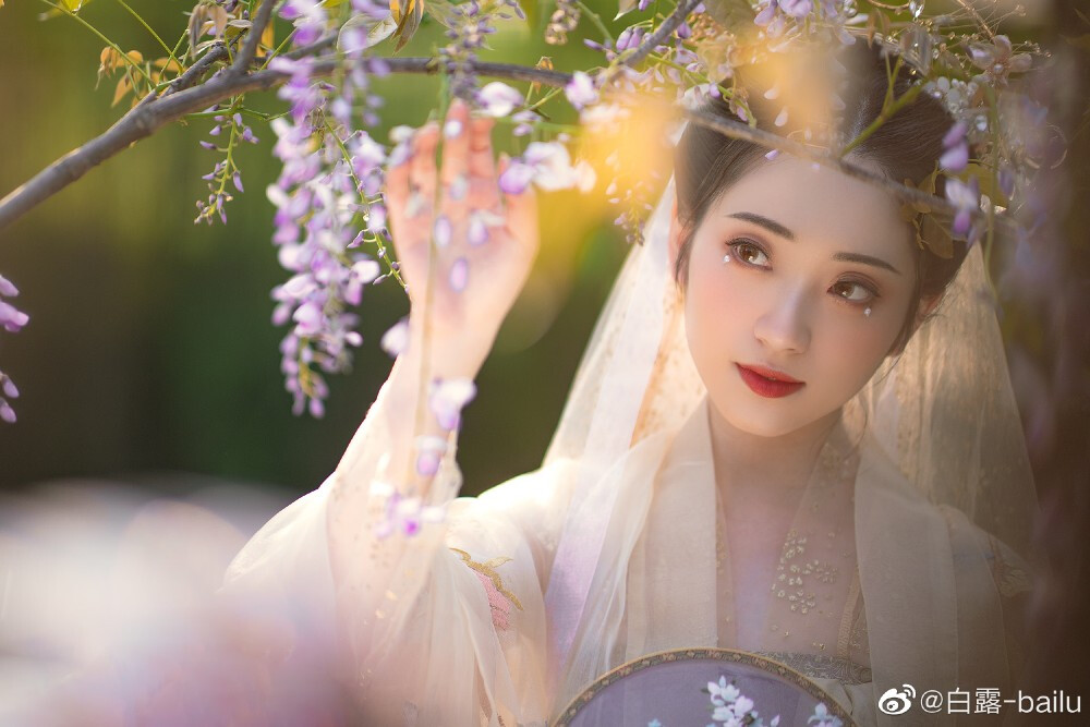 #杭州约拍##杭州约拍##上海约拍#
“陌上花开，可缓缓归矣。” （汉服-紫藤花）
拍摄/后期: @白露-bailu
出镜: @木枭-
妆发: @半月绾
服装: 大袖衫@簪花阁汉服工作室 ，齐胸襦裙@美人夜来工作室
小伙伴: @绿芒橙籽
#苏州约拍##江浙沪约拍##汉服摄影##汉服##汉服商拍#