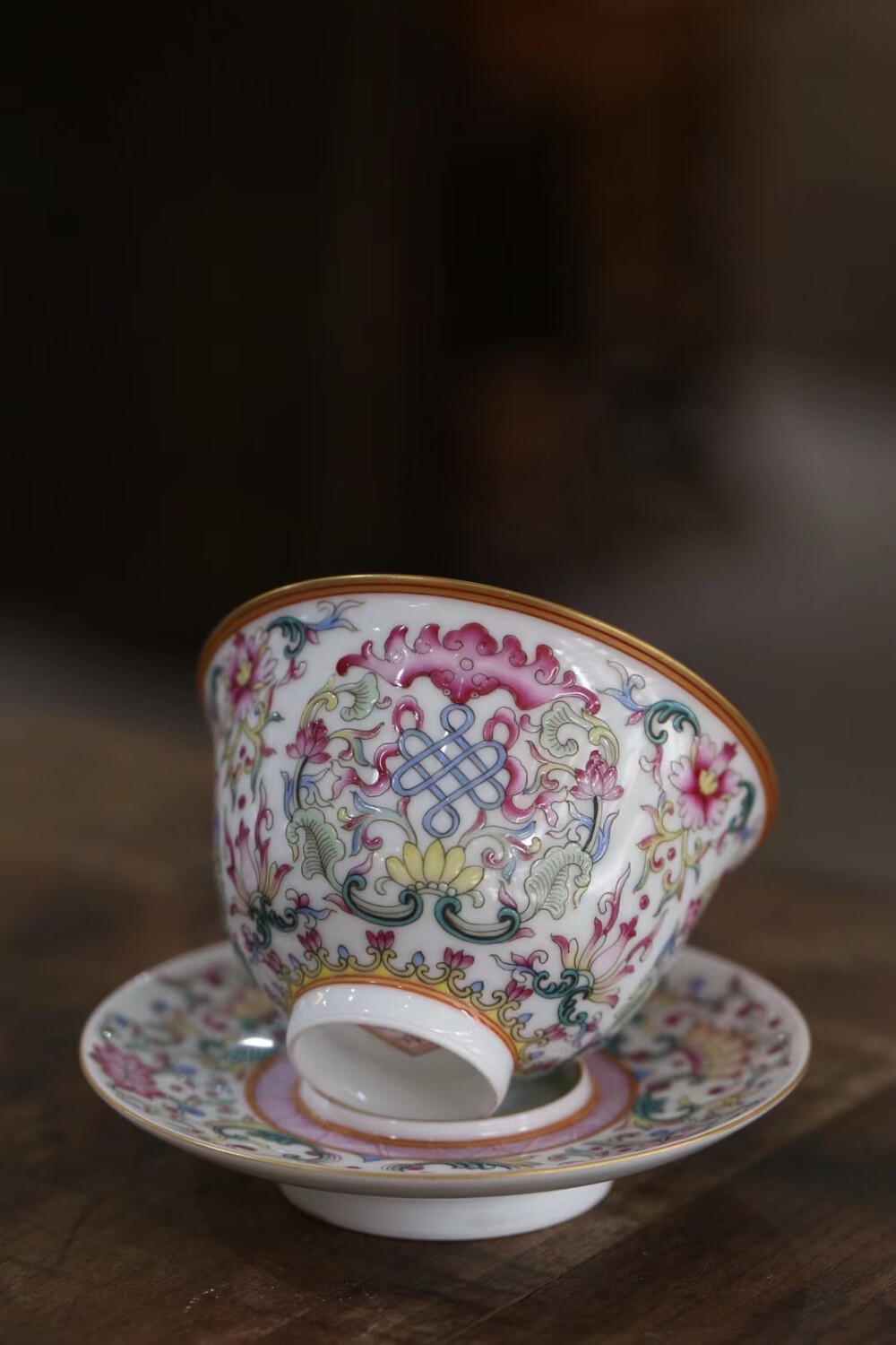 「珐琅盖碗」雍容华贵～醉美珐琅彩蓝底富贵花,精品收藏,手工成型,高