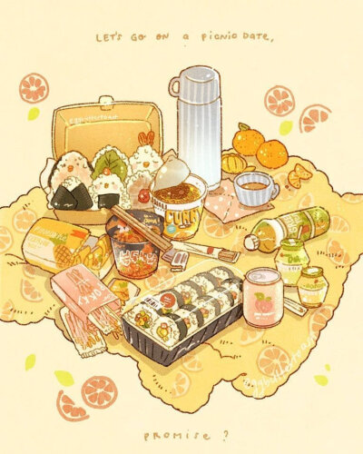 [治愈系美食插画
画师：Nao
ins：eggbuttertoast ​