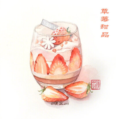 夏日小清新美食甜品饮料
画师：清芷art
#水彩##手绘插画##美食手绘#