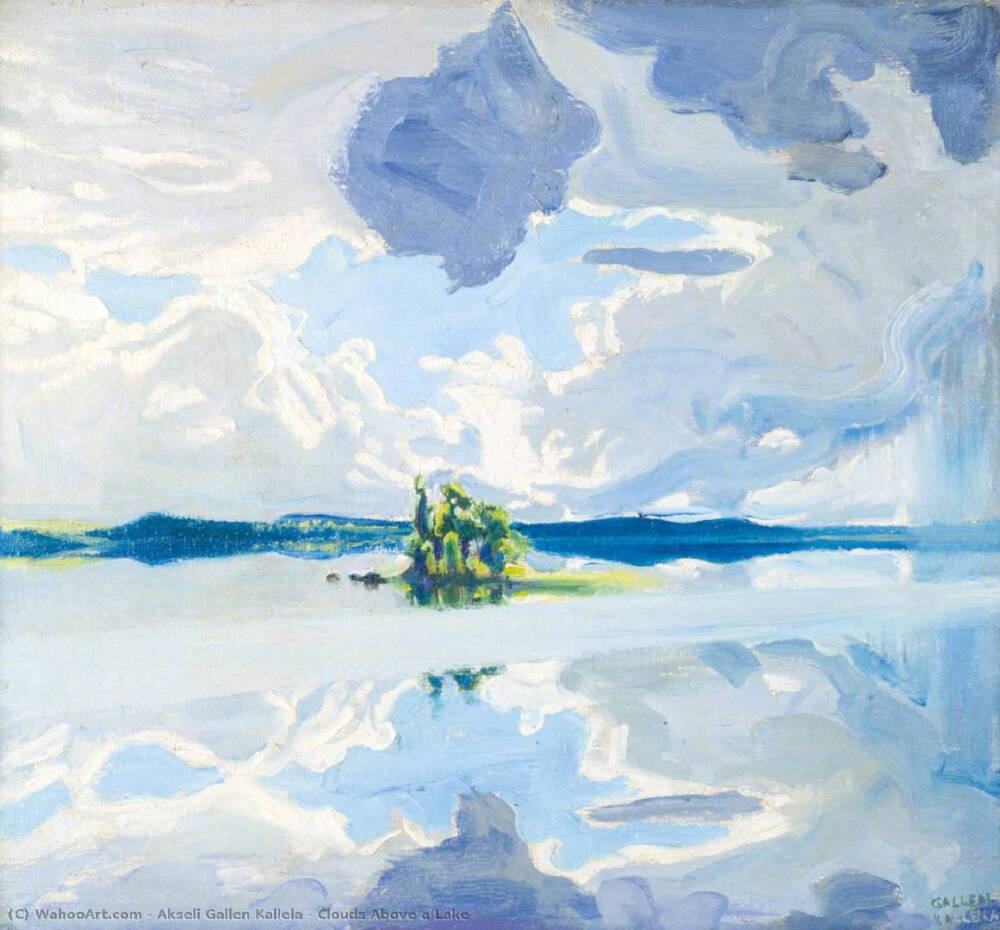 玻璃水面与寂静的云。作者：Akseli Gallen-Kallel（1865-1931） ​