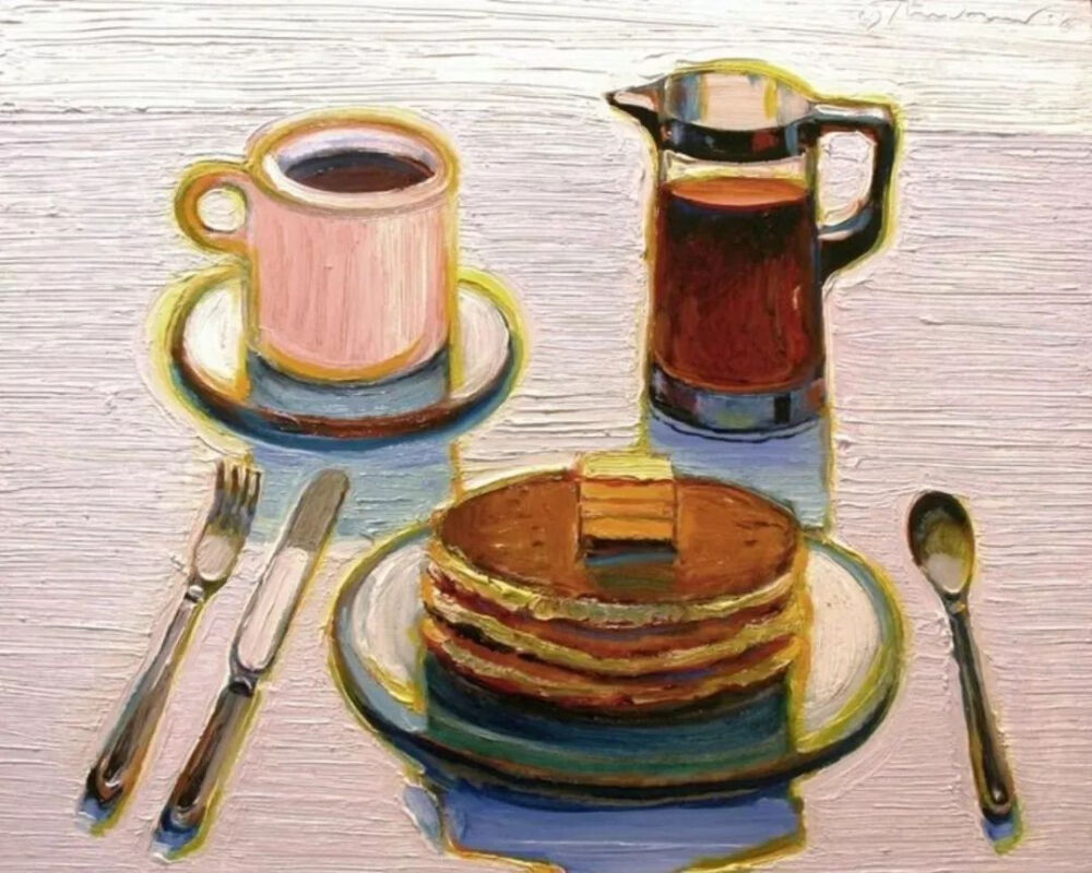 韦恩·第伯《Pancake breakfast》，布面油画