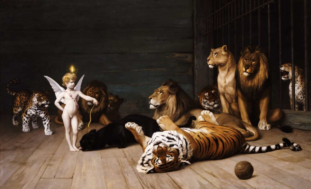 [cp]Love Conquers，Cupid and animals
By Jean-Leon Gerome
爱征服了所有人，所以我们投降于爱。｜维吉尔 ​​​[/cp]