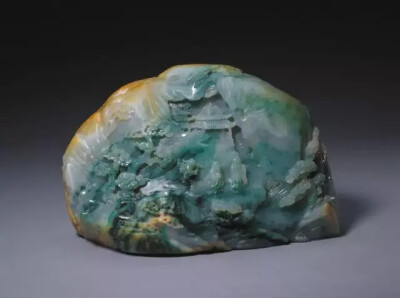 翡翠雕人物山景山子 清