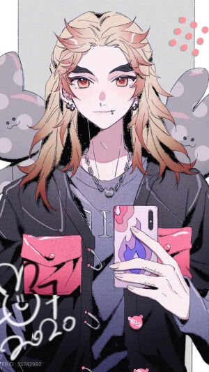 自拍主题，鬼灭之刃同人插画，